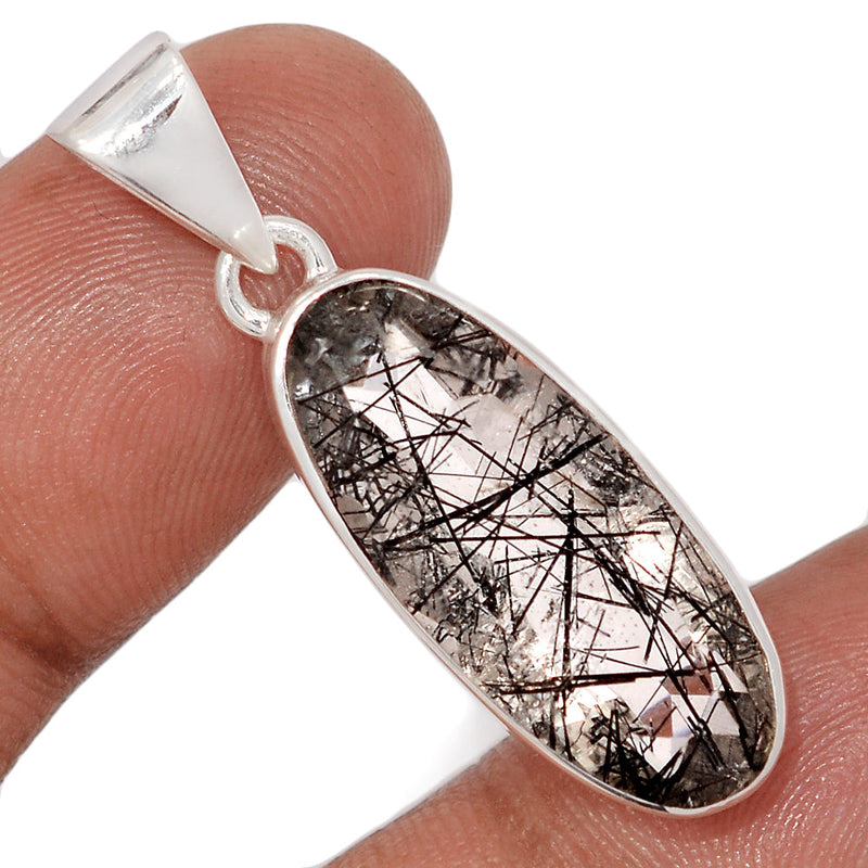1.5" Black Rutilated Quartz Faceted Pendants - BRFP590