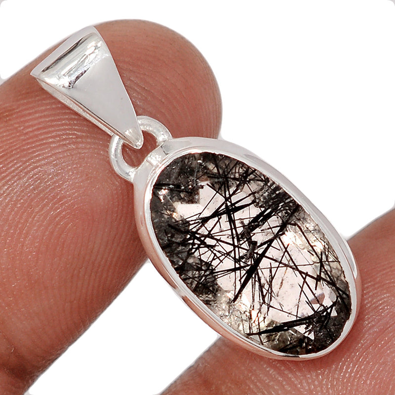 1.2" Black Rutilated Quartz Faceted Pendants - BRFP592