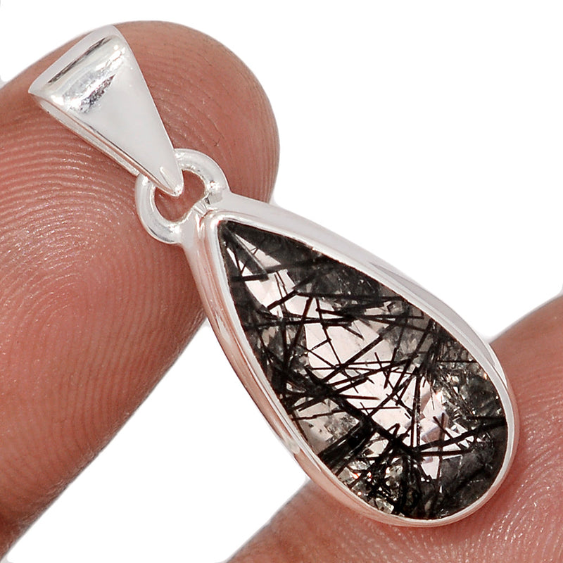 1.2" Black Rutilated Quartz Faceted Pendants - BRFP594
