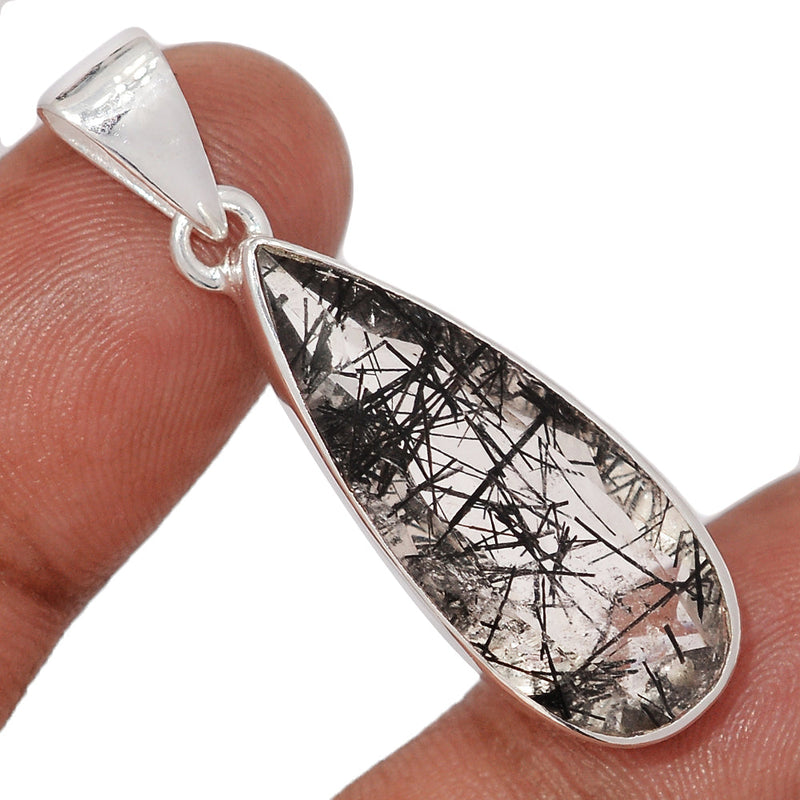 1.6" Black Rutilated Quartz Faceted Pendants - BRFP595