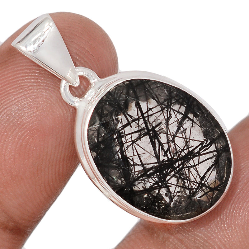 1.2" Black Rutilated Quartz Faceted Pendants - BRFP602
