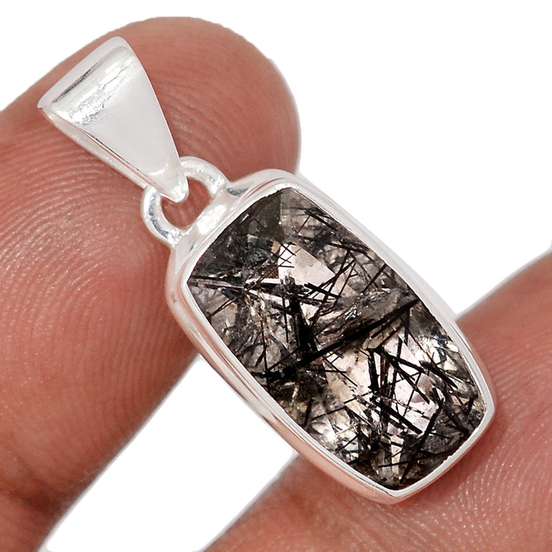 1.1" Black Rutilated Quartz Faceted Pendants - BRFP603