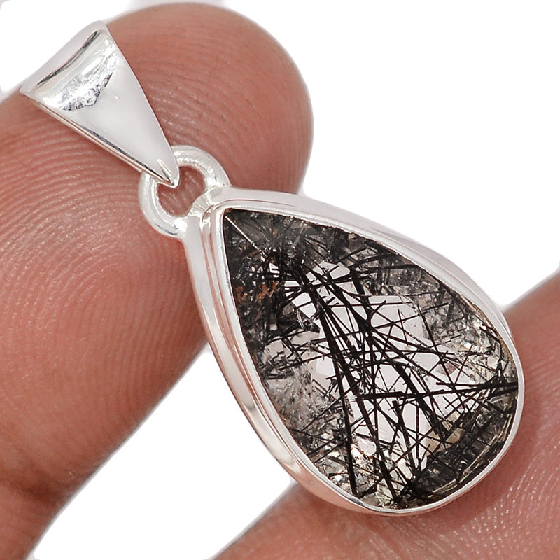 1.2" Black Rutilated Quartz Faceted Pendants - BRFP607