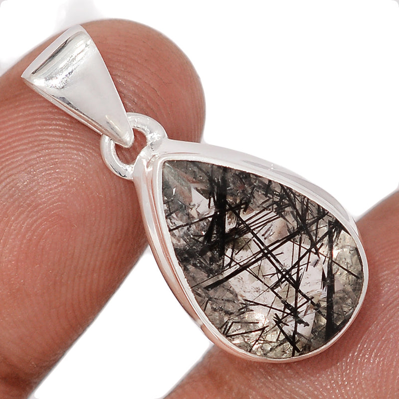 1.2" Black Rutilated Quartz Faceted Pendants - BRFP609