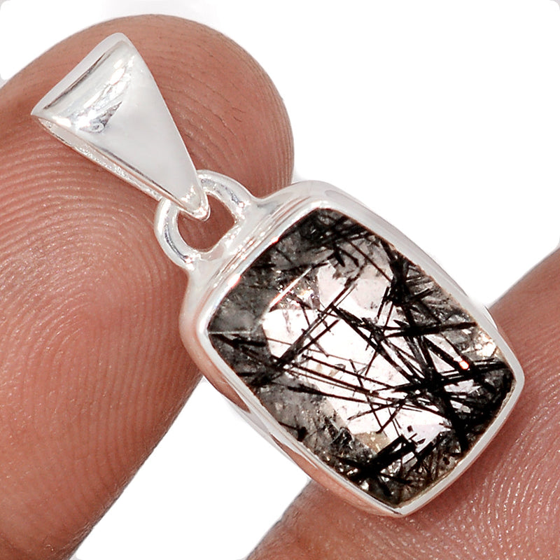 1.1" Black Rutilated Quartz Faceted Pendants - BRFP610