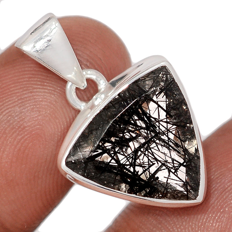 1.1" Black Rutilated Quartz Faceted Pendants - BRFP612