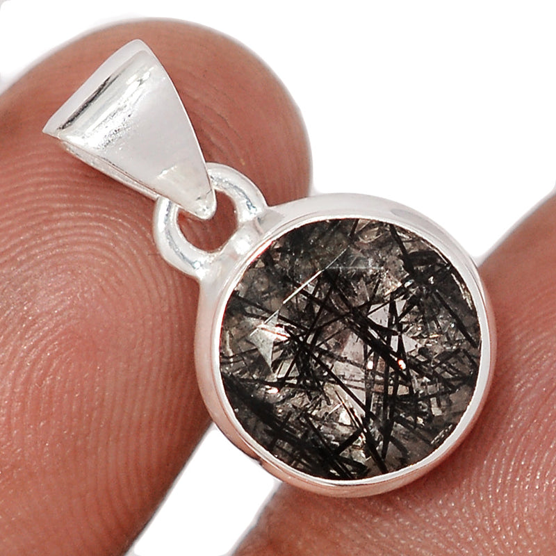 0.8" Black Rutilated Quartz Faceted Pendants - BRFP613
