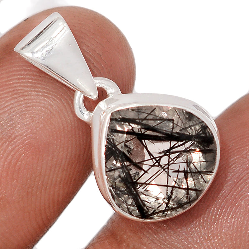 1" Black Rutilated Quartz Faceted Pendants - BRFP617