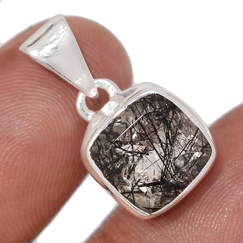 1" Black Rutilated Quartz Faceted Pendants - BRFP620