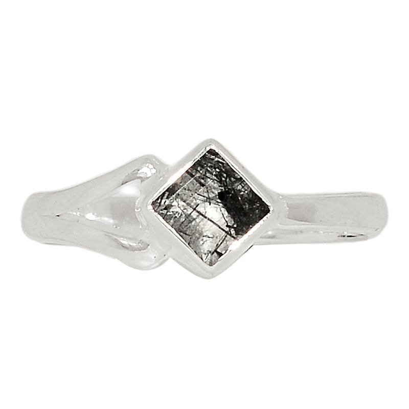 Small Plain - Black Rutilated Quartz Faceted Ring - BRFR871