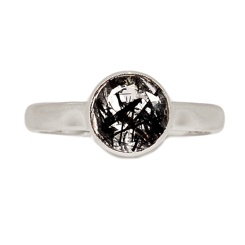 Black Rutilated Quartz Faceted Ring - BRFR879