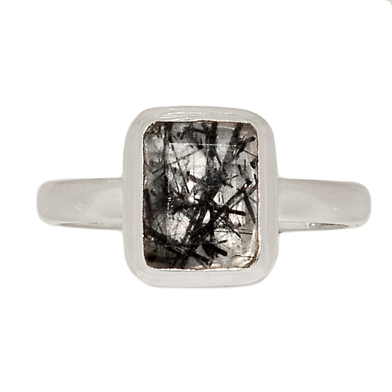 Black Rutilated Quartz Faceted Ring - BRFR897