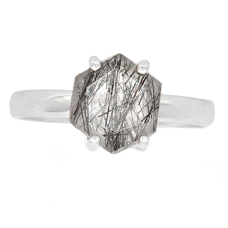 Claw - Black Rutilated Quartz Faceted Ring - BRFR963