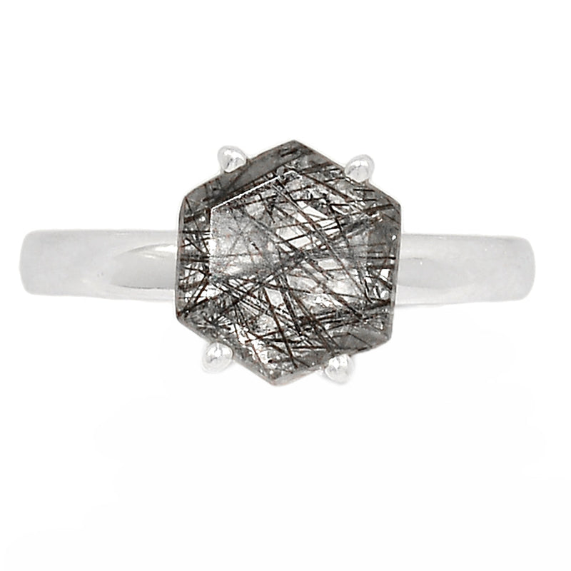 Claw - Black Rutilated Quartz Faceted Ring - BRFR967