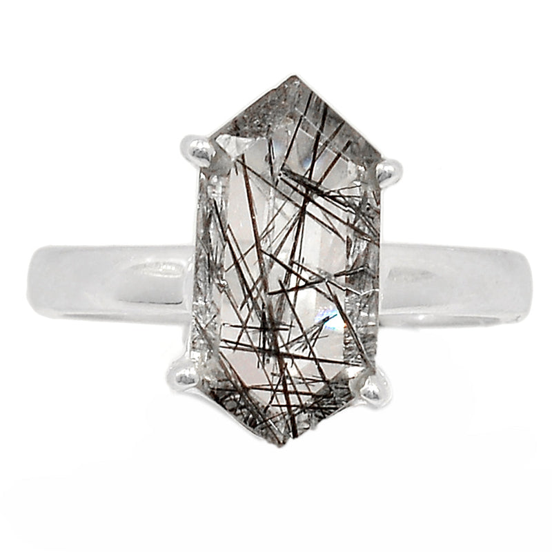 Claw - Black Rutilated Quartz Faceted Ring - BRFR975