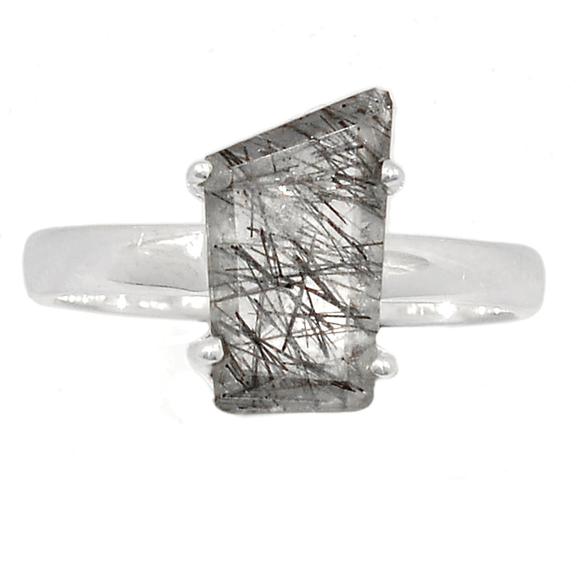 Claw - Black Rutilated Quartz Faceted Ring - BRFR980