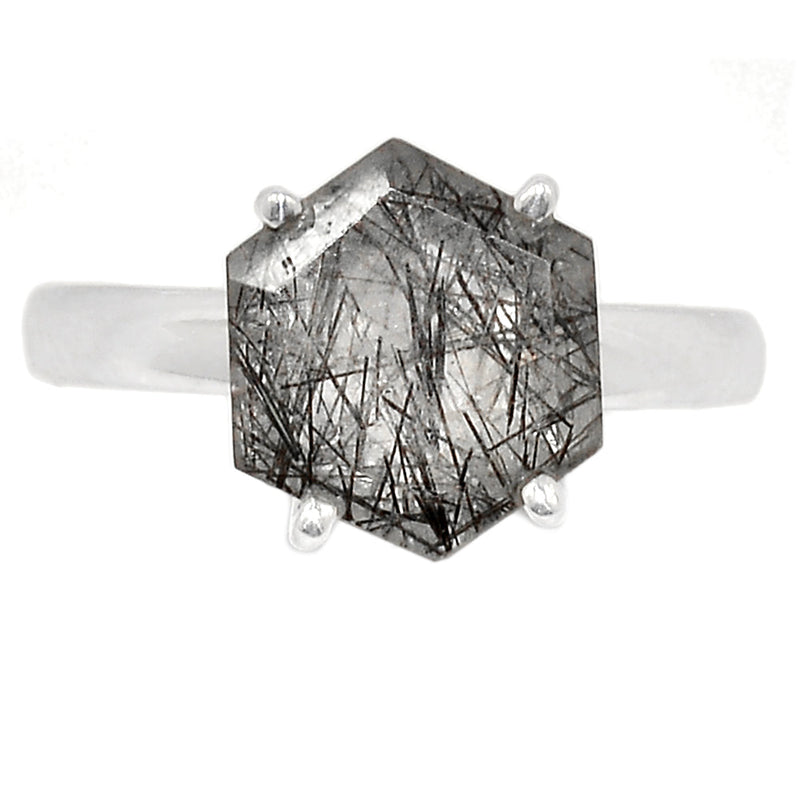 Claw - Black Rutilated Quartz Faceted Ring - BRFR981