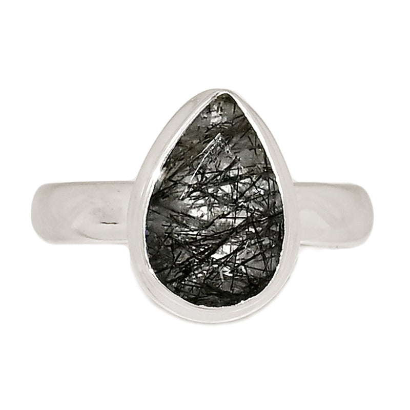 Black Rutilated Quartz Faceted Ring - BRFR995