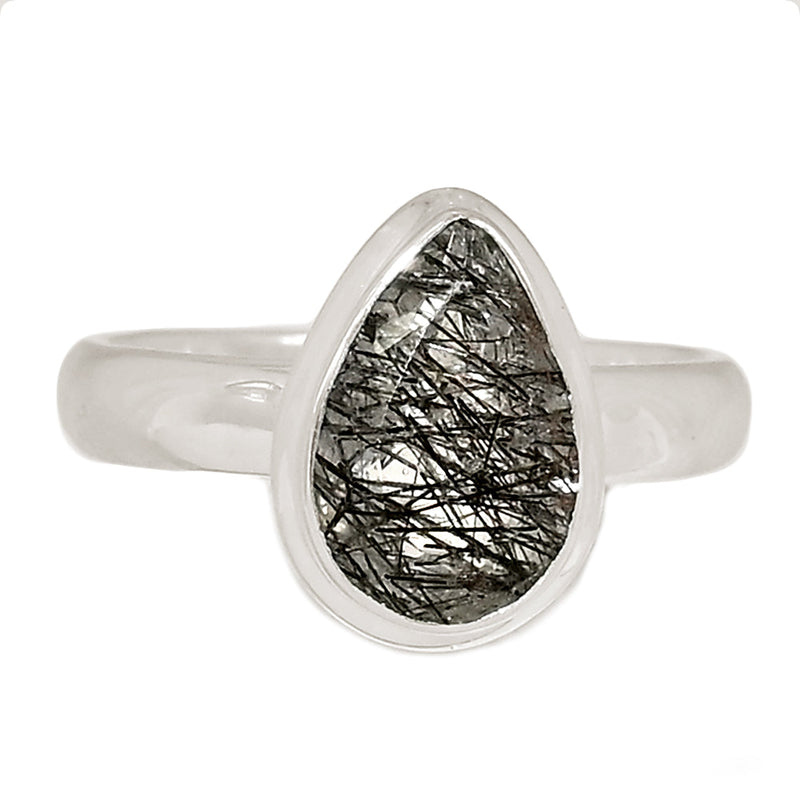 Black Rutilated Quartz Faceted Ring - BRFR997