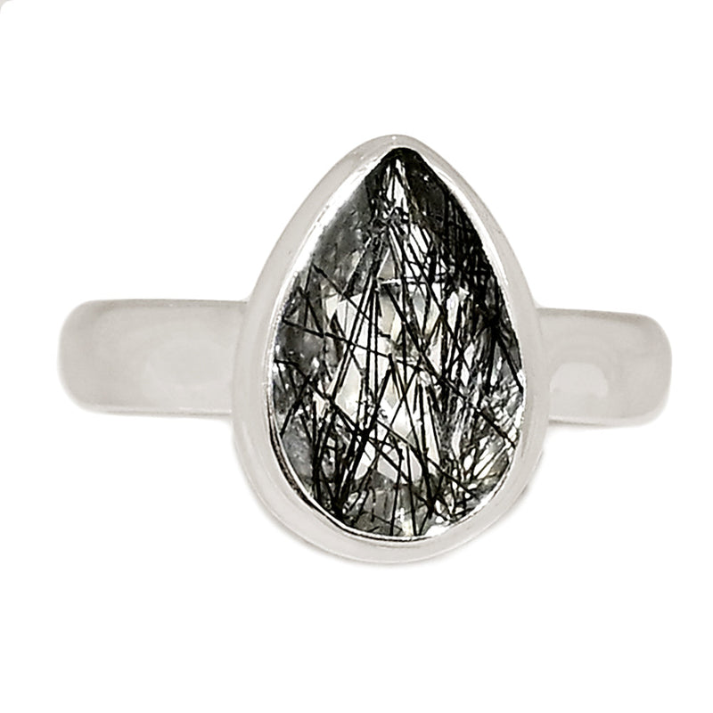 Black Rutilated Quartz Faceted Ring - BRFR999