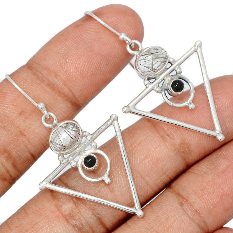 1.8" Black Rutilated Quartz Earrings - BRUE754