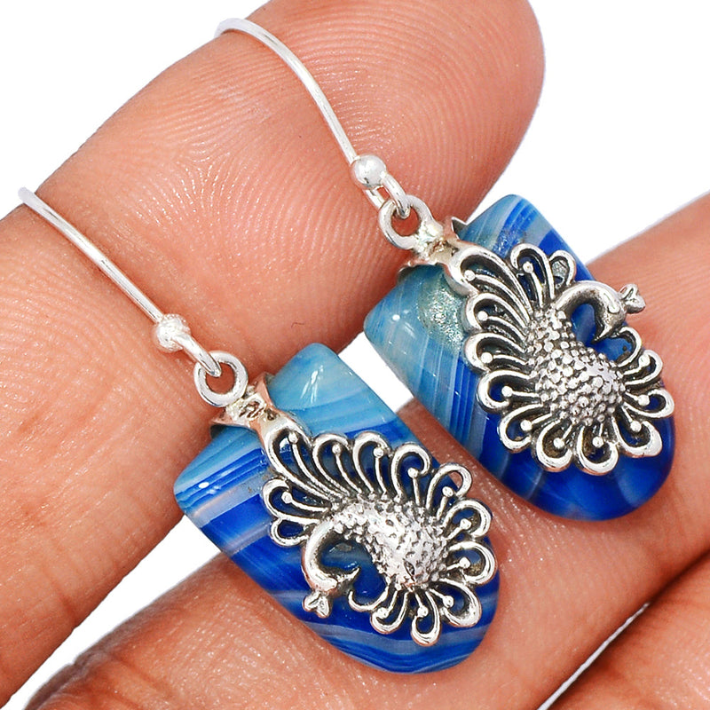 1.3" Peacock - Botswana Agate Earrings - BSAE1315