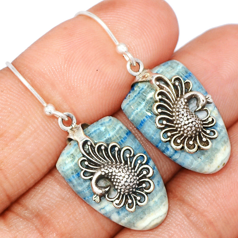 1.5" Peacock - Blue Scheelite Earrings - BSLE405