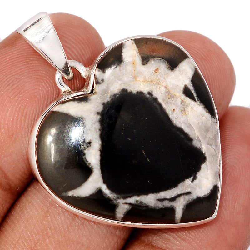 1.5" Heart - Black Septarian Pendants - BSRP304