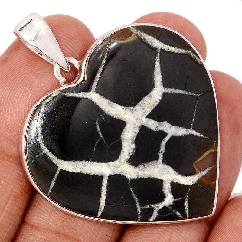 1.8" Heart - Black Septarian Pendants - BSRP305