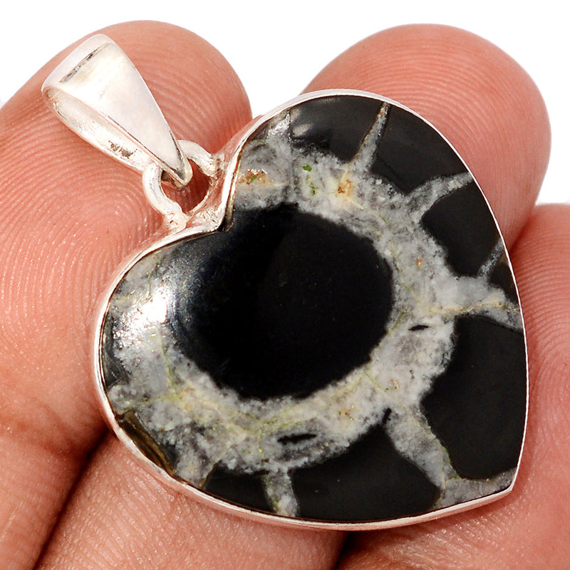 1.5" Heart - Black Septarian Pendants - BSRP307
