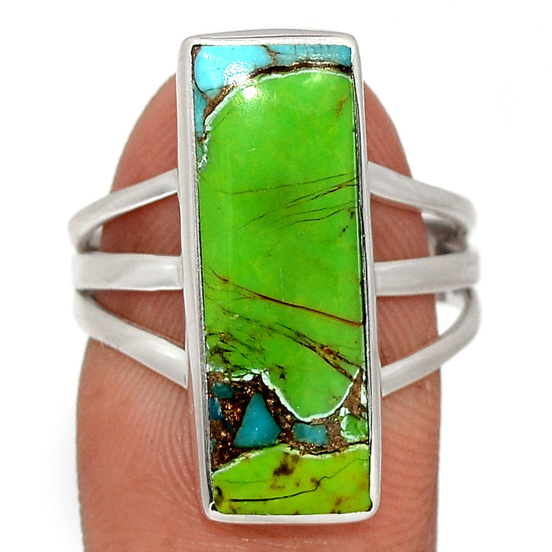 Blue Turquoise In Green Mohave Ring - BTGR163