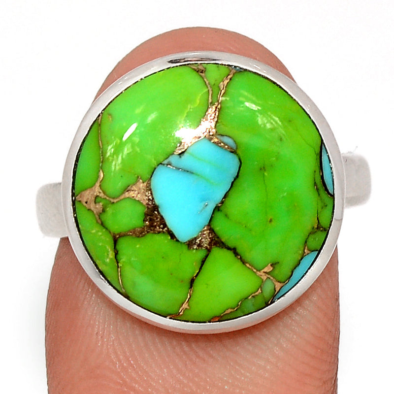 Blue Turquoise In Green Mohave Ring - BTGR165