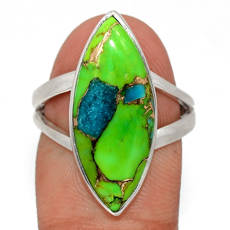 Blue Turquoise In Green Mohave Ring - BTGR166