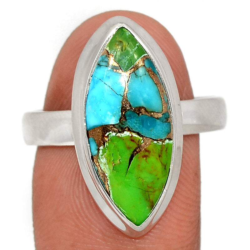 Blue Turquoise In Green Mohave Ring - BTGR167