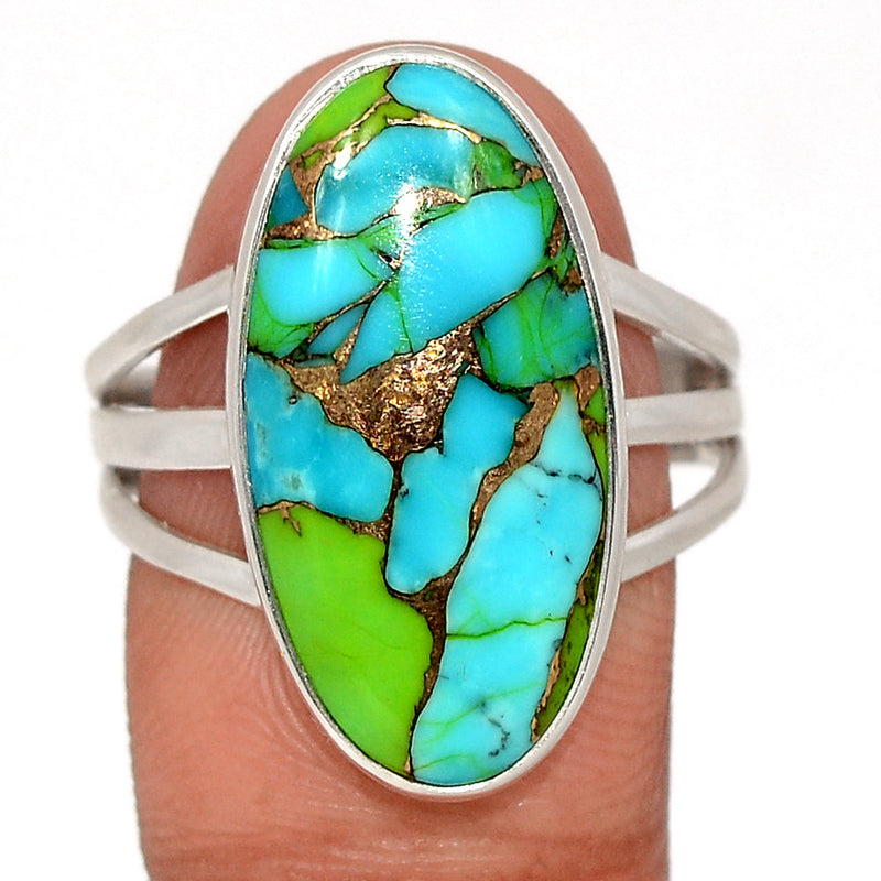 Blue Turquoise In Green Mohave Ring - BTGR169