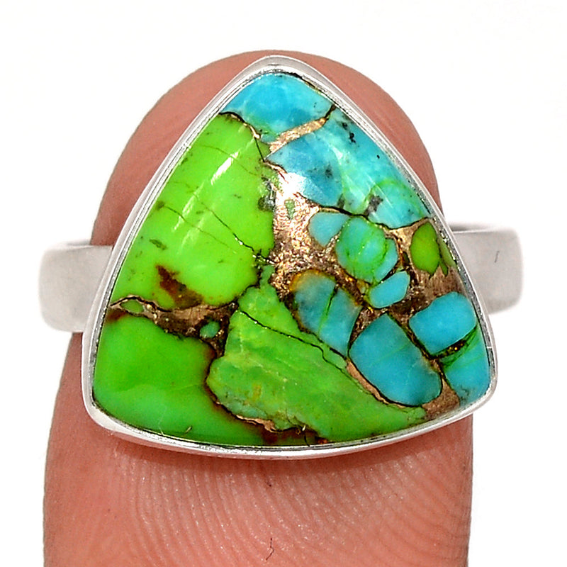Blue Turquoise In Green Mohave Ring - BTGR170