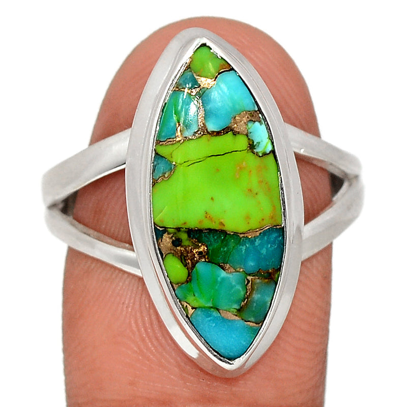 Blue Turquoise In Green Mohave Ring - BTGR171