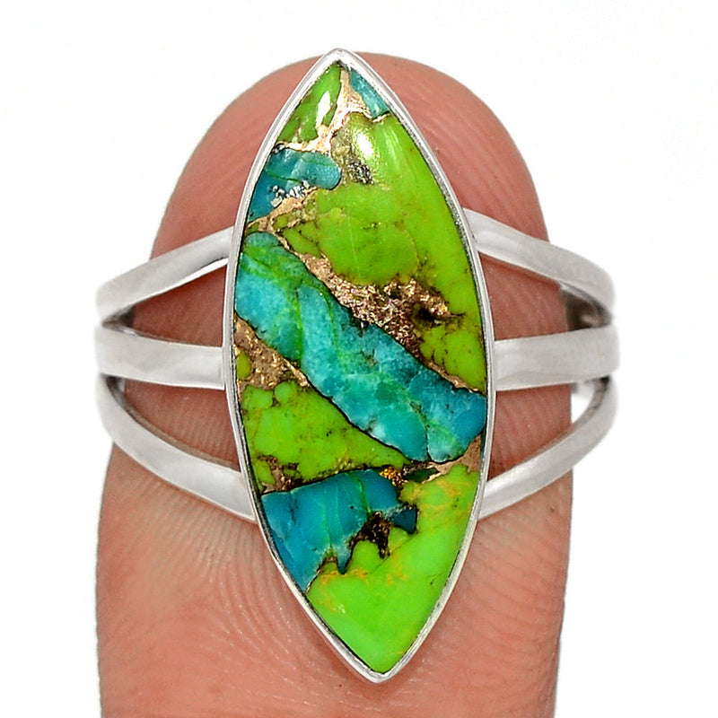 Blue Turquoise In Green Mohave Ring - BTGR172