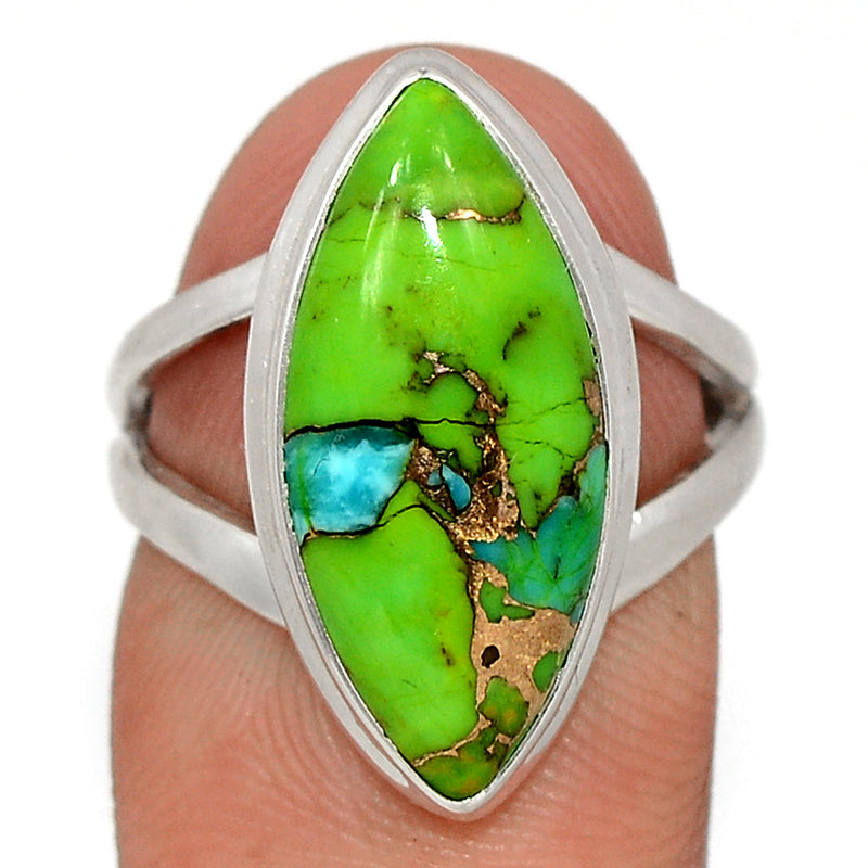 Blue Turquoise In Green Mohave Ring - BTGR173