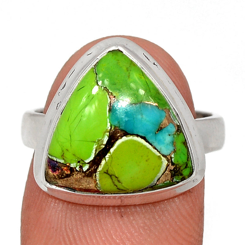 Blue Turquoise In Green Mohave Ring - BTGR175