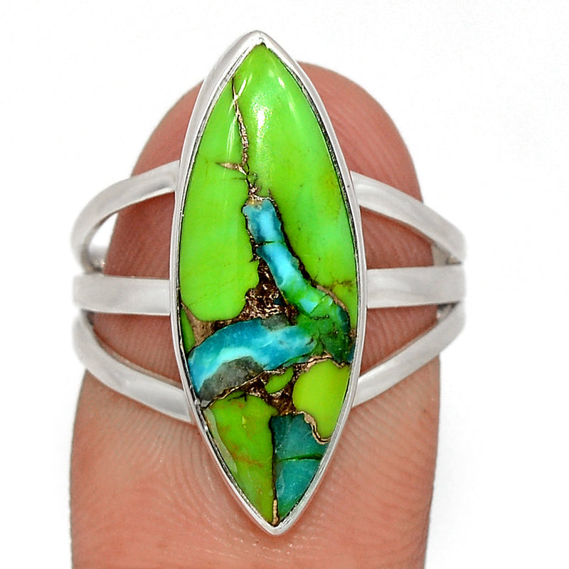 Blue Turquoise In Green Mohave Ring - BTGR176