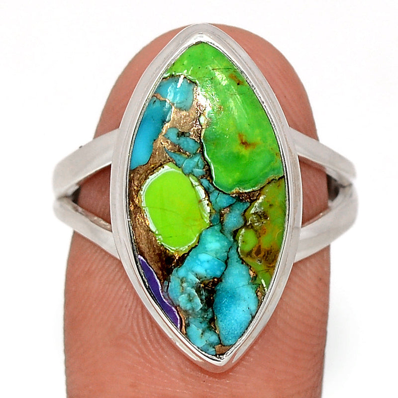 Blue Turquoise In Green Mohave Ring - BTGR177