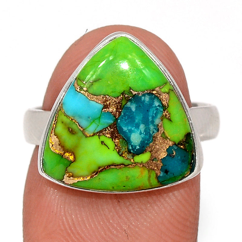 Blue Turquoise In Green Mohave Ring - BTGR182