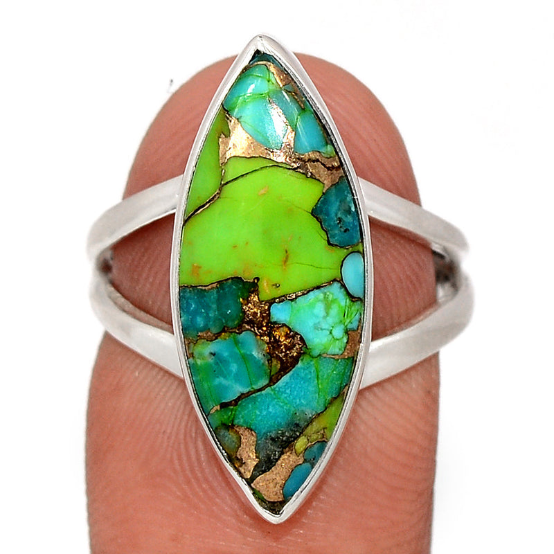 Blue Turquoise In Green Mohave Ring - BTGR184