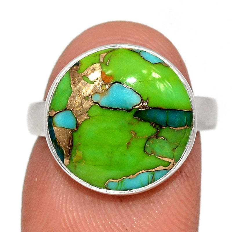 Blue Turquoise In Green Mohave Ring - BTGR186