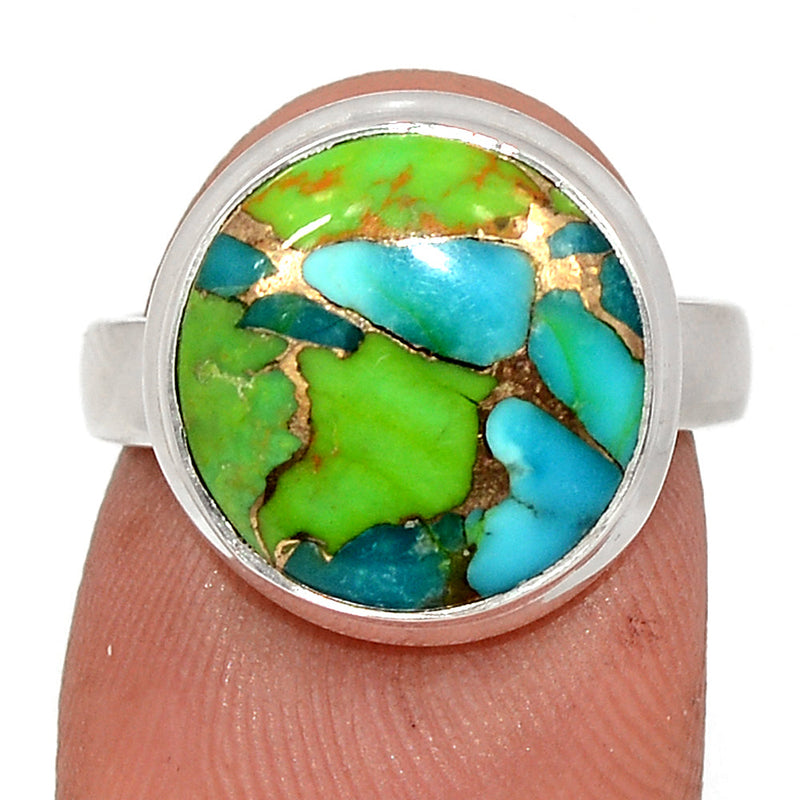 Blue Turquoise In Green Mohave Ring - BTGR187