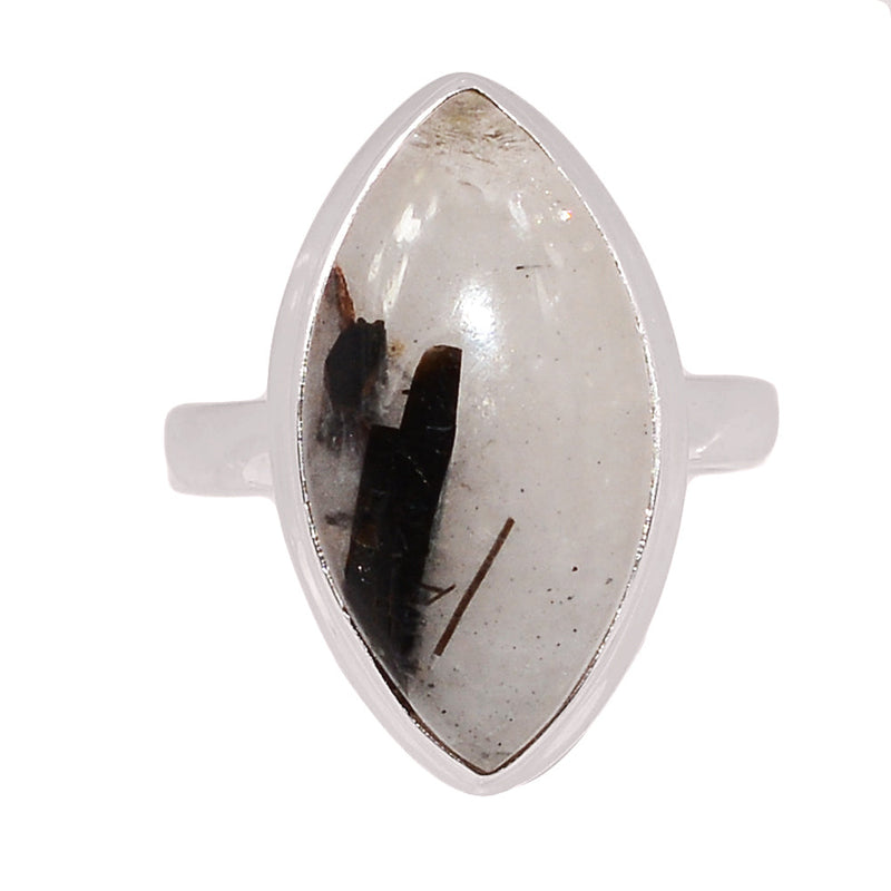 Black Tourmaline In Quartz Cabochon Ring - BTQR26
