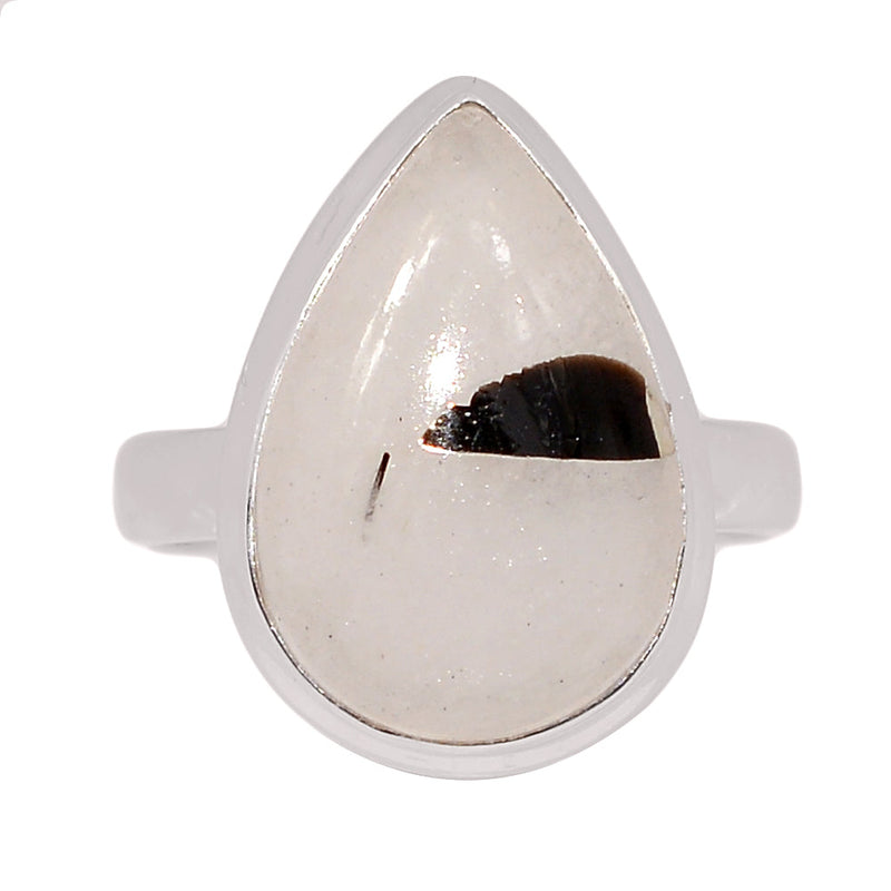 Black Tourmaline In Quartz Cabochon Ring - BTQR28