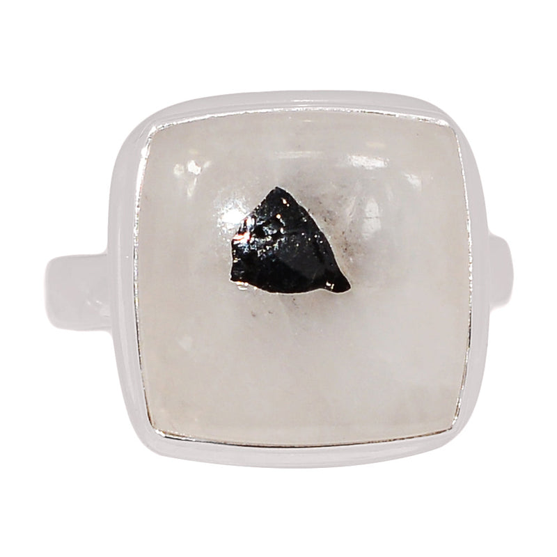 Black Tourmaline In Quartz Cabochon Ring - BTQR29