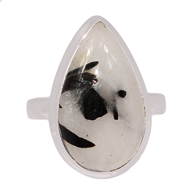 Black Tourmaline In Quartz Cabochon Ring - BTQR32